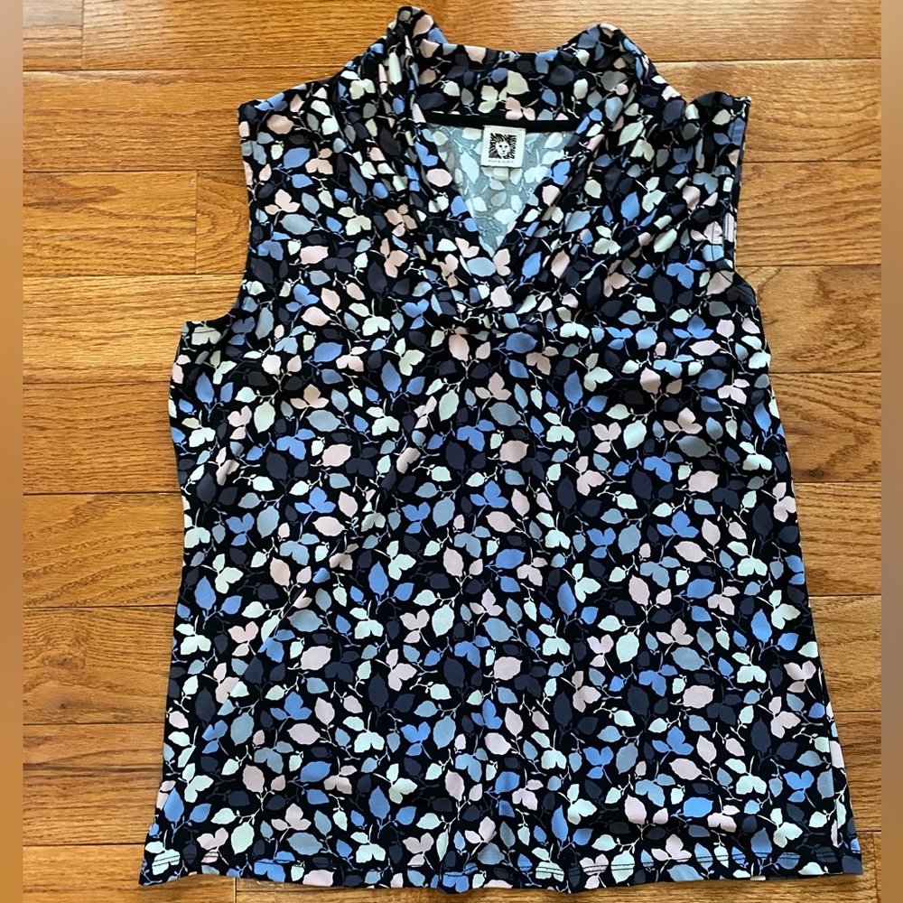 Anne Klein womens Triple Pleat Top Blouse